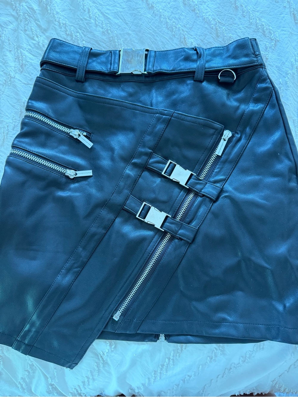 Maniere De Voir Black Faux Leather Skirt  EU size 6